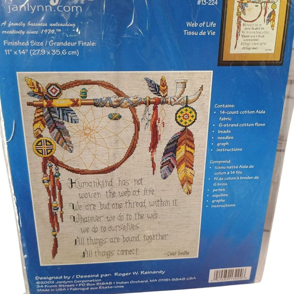 Janlynn Web Of‎ Life Counted Cross Stitch Kit With Aida Fabric & Floss 11" X 14"